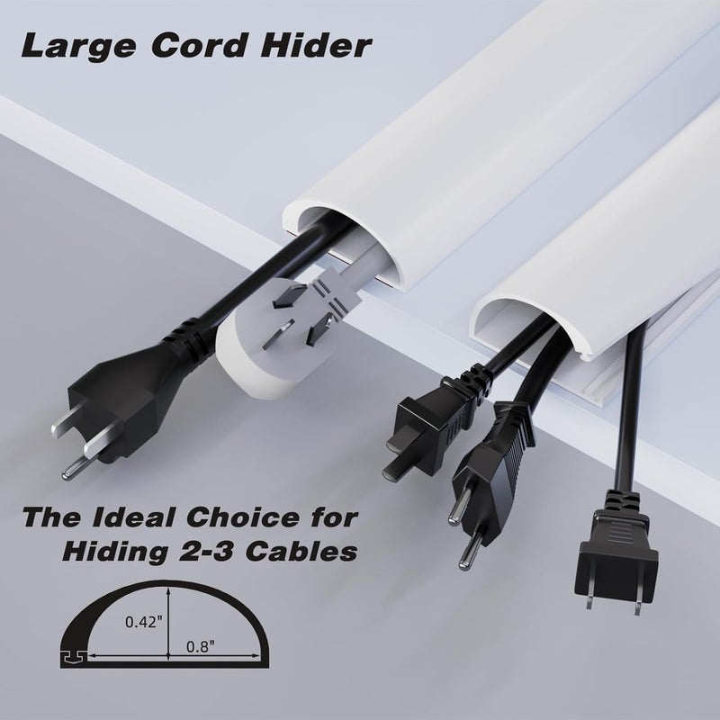 Conwang 39" Silicone Cord Hider for Wall Mount TV,Large Self-Adhesive Cable Hider for 2-3 Cords,Cable Management Under Desk,Cord Organizer,Cable Raceway Home & Office Trim,Cord Concealer Channel,White - Image 2